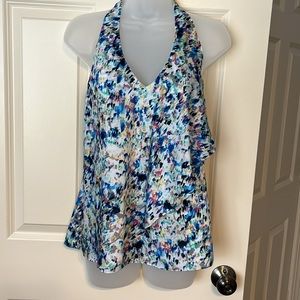 Ann Taylor size 2 beautiful top! Ruffle down front. Sleeveless.